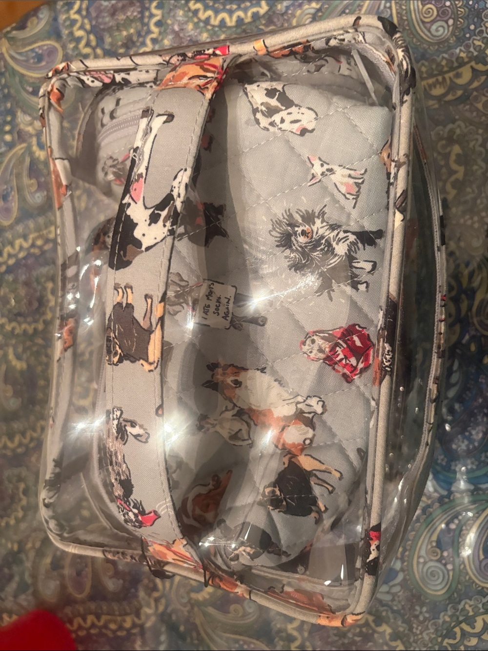 Vera Bradley Dog Show Print Clear Cosmetic Case w/ 3 pieces total of 4 pieces - Picture 7 of 10